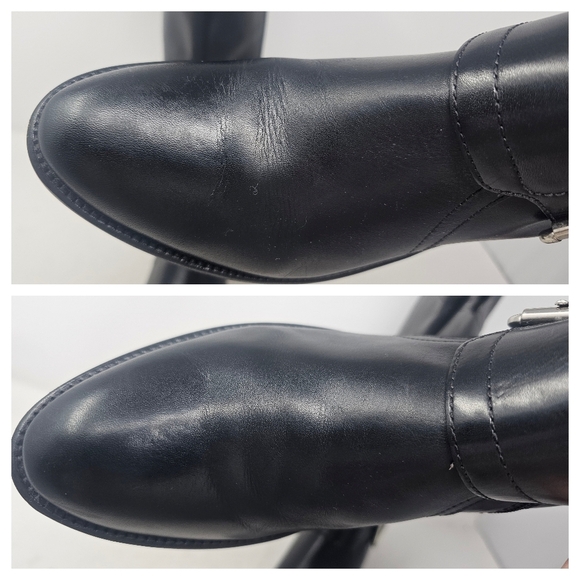 Corso Como Classic Black Leather Knee High Buckled Riding Boots Size 7.5M - Picture 3 of 16